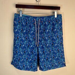 Peter Millar Men's blue octopus all over Swim Trunks Seaside Wash M Mint Cond